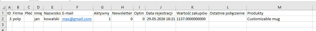 PrestaShop customer export to CSV — base for mailing