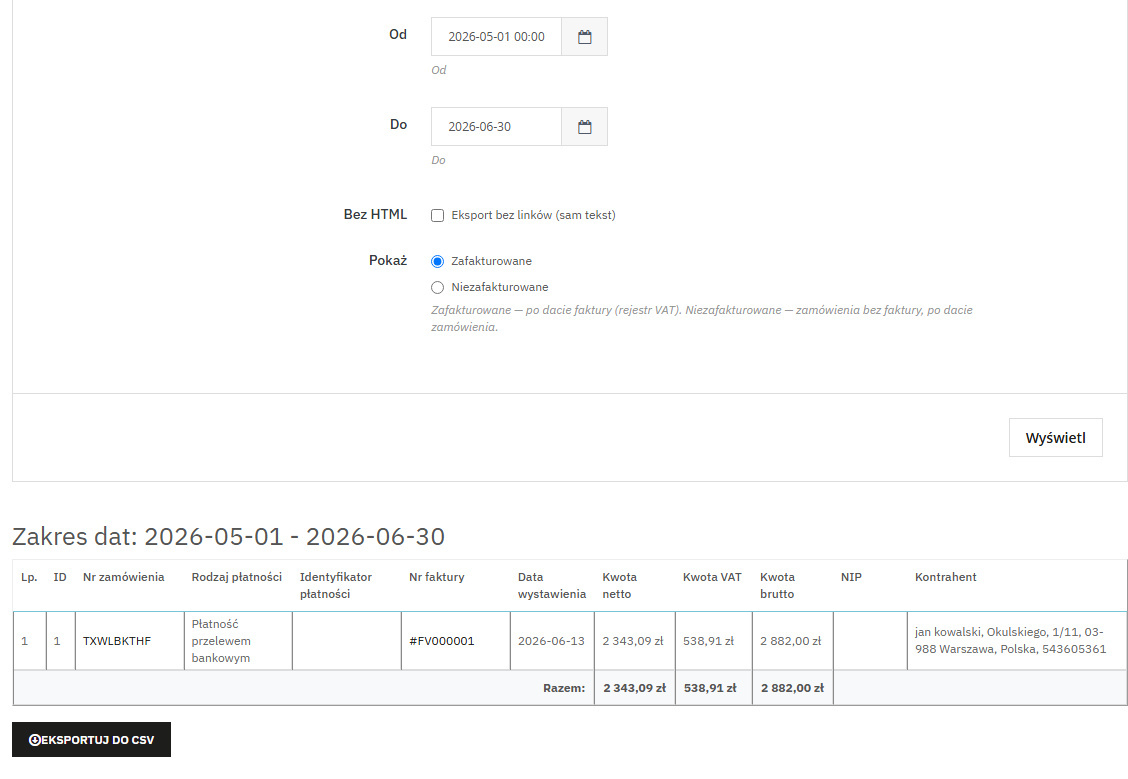PrestaShop orders & invoices export to Excel