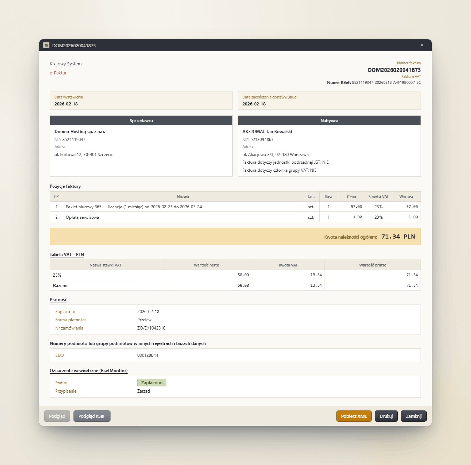 KsefMonitor – faktury KSeF na Windows 7/8/10/11. Wersja jednostanowiskowa