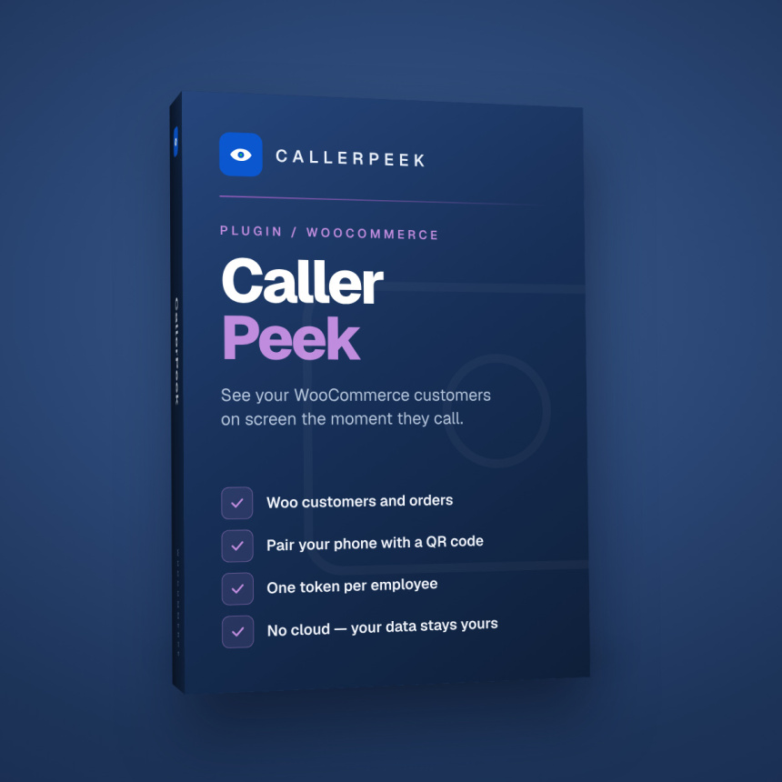 CallerPeek — kto dzwoni do sklepu | wtyczka WooCommerce + aplikacja