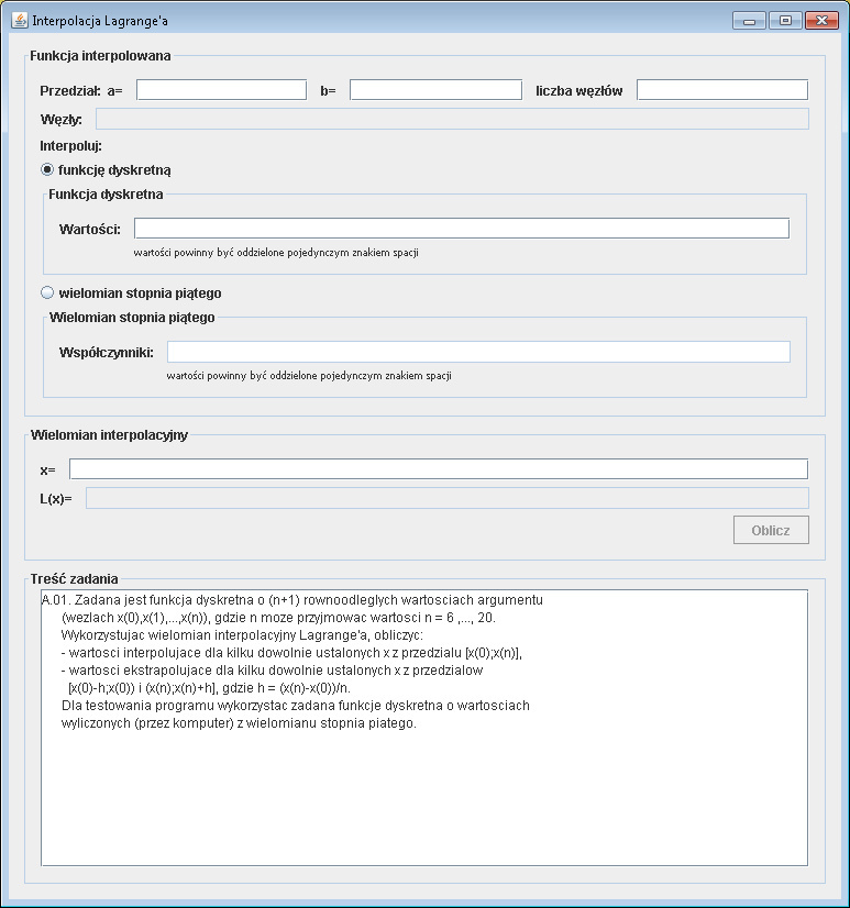 Interpolacja Lagrange'a w Java – metody numeryczne